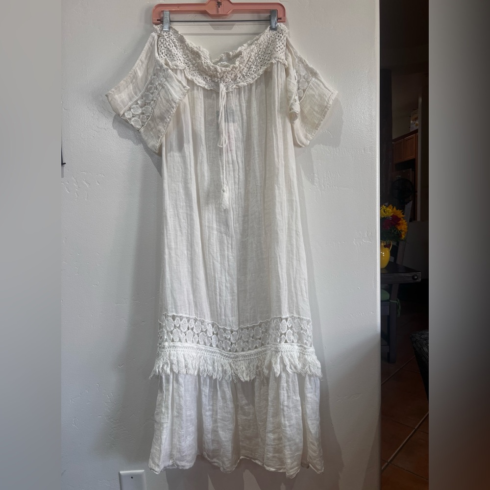 Italian Made Linen White Dress